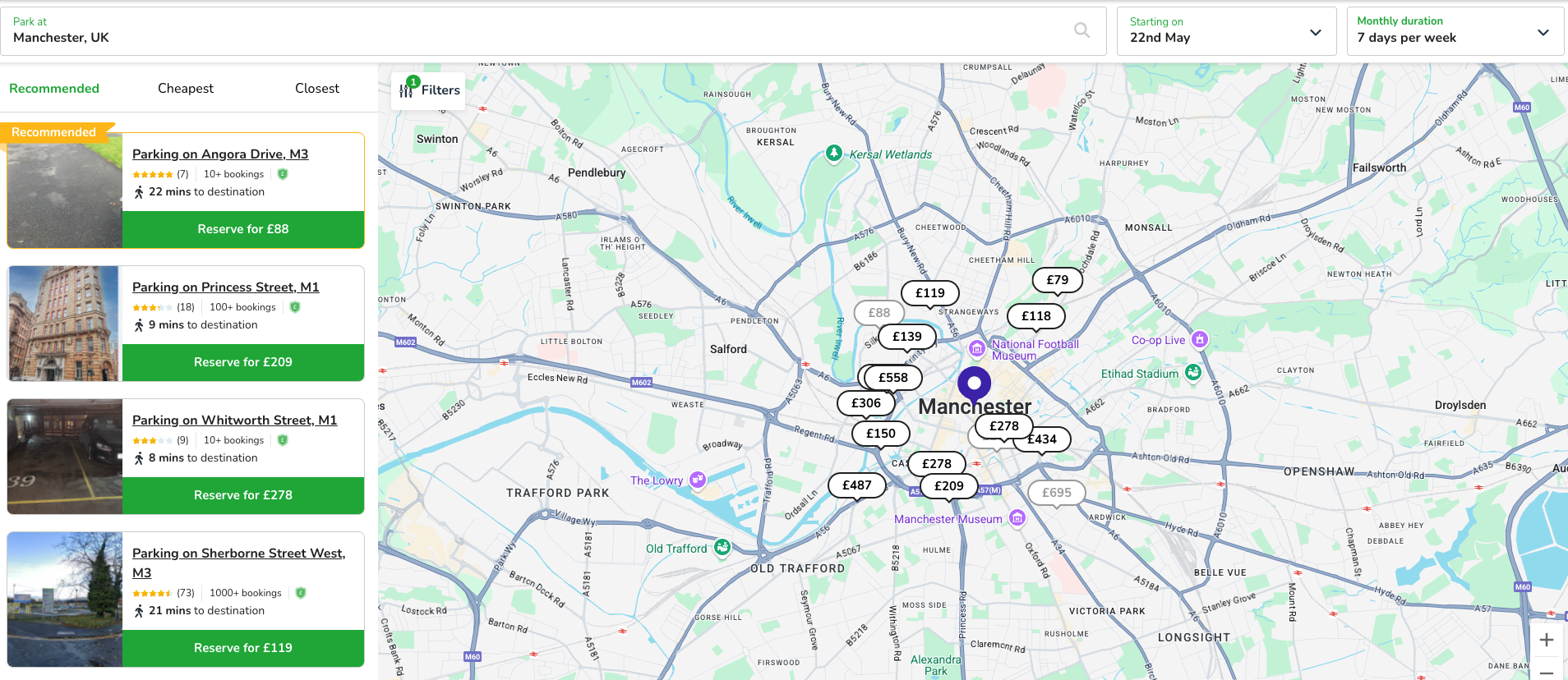 Results and filters screenshot