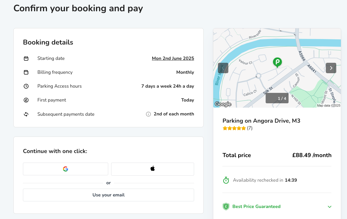 Booking details screenshot